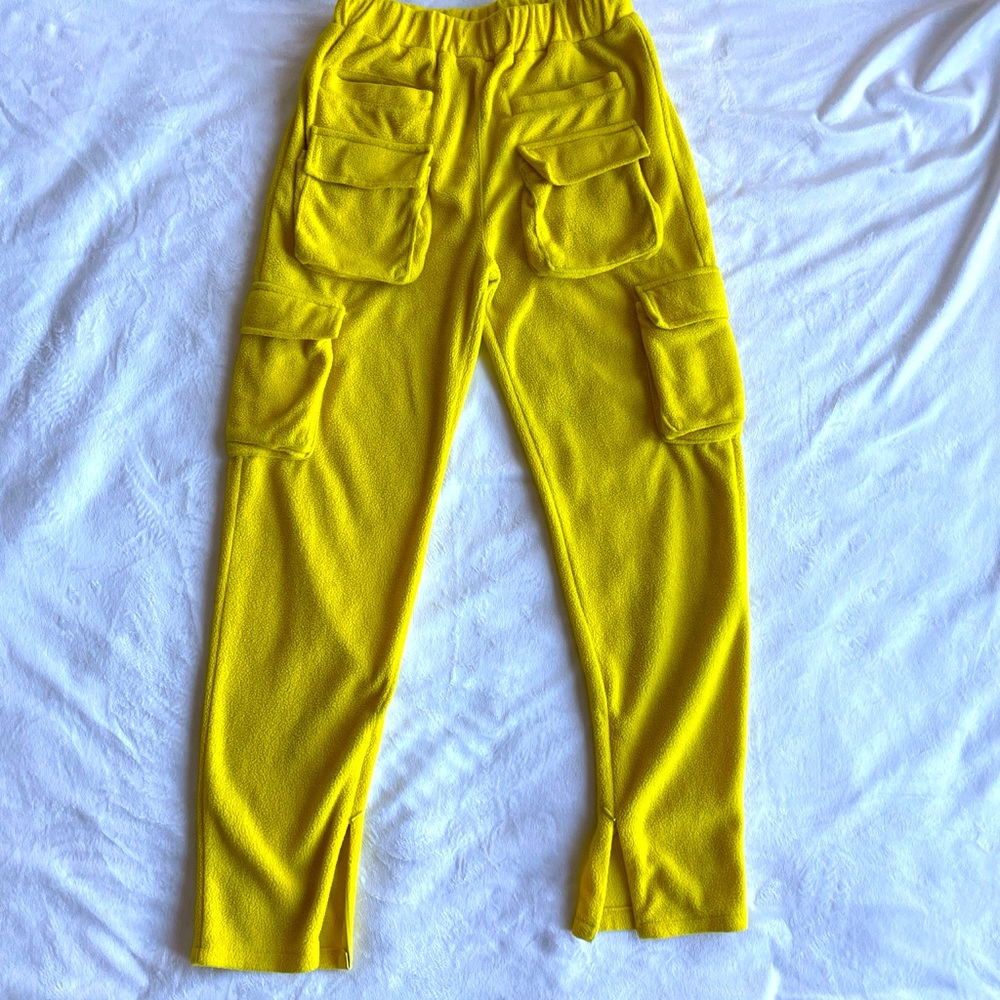Yellow faux wool pants